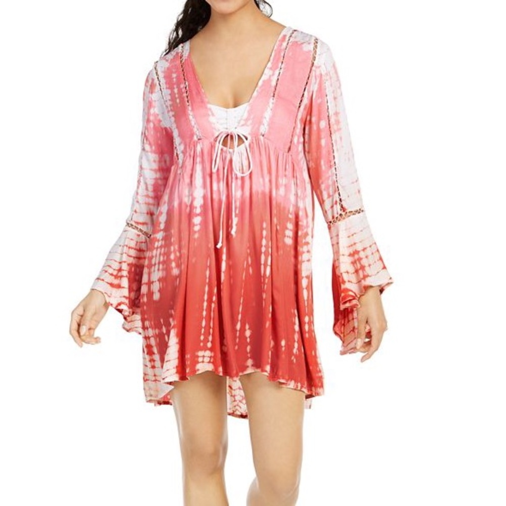 Raviya Tie-Dye Bell-Sleeve Cover-Up Dress